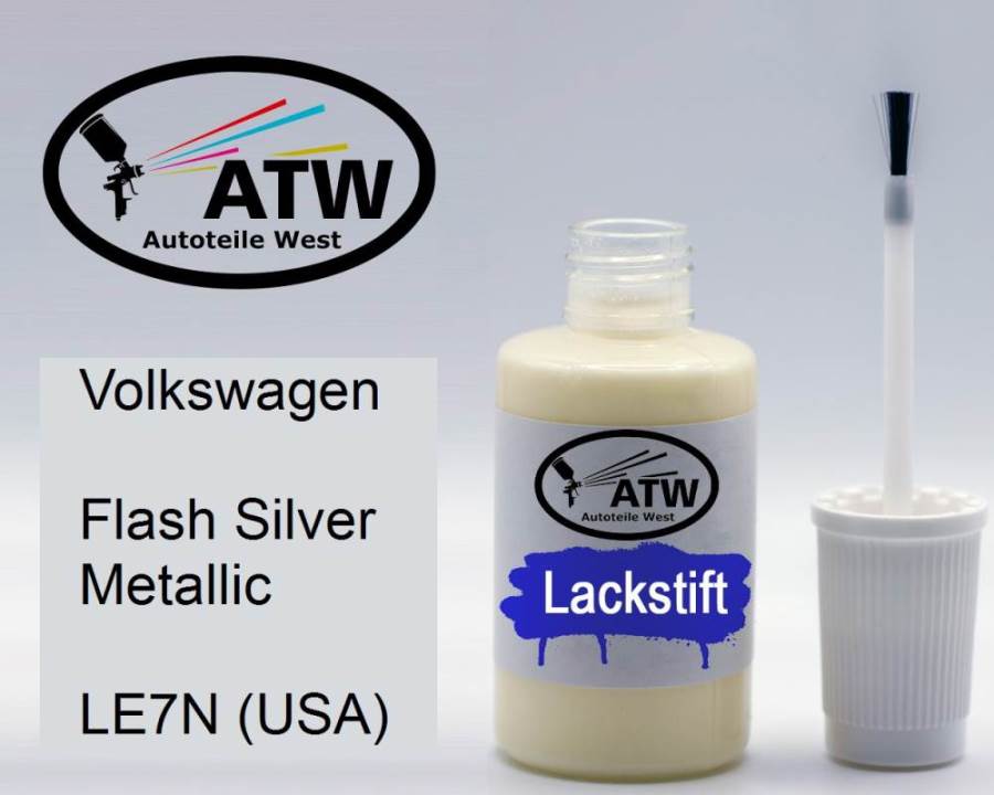 Volkswagen, Flash Silver Metallic, LE7N (USA): 20ml Lackstift, von ATW Autoteile West.